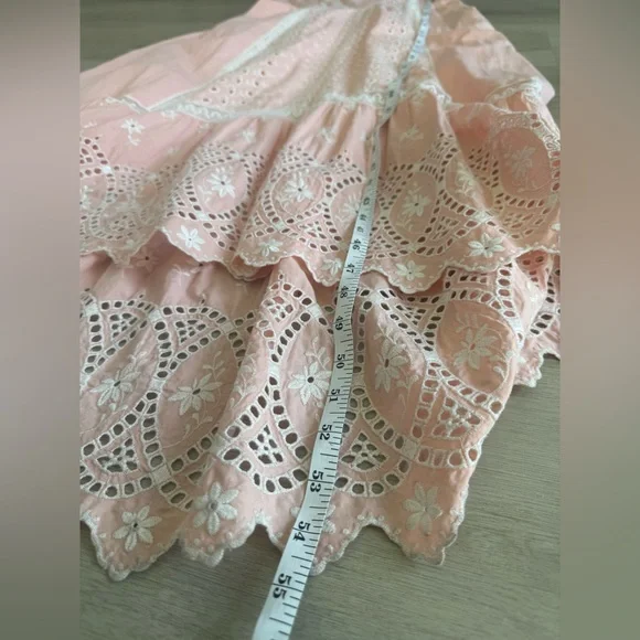 Love Shack Fancy Alwyn Eyelet Bubble Gum Pink Maxi Dress Embroidered Size 6 - Picture 4 of 15